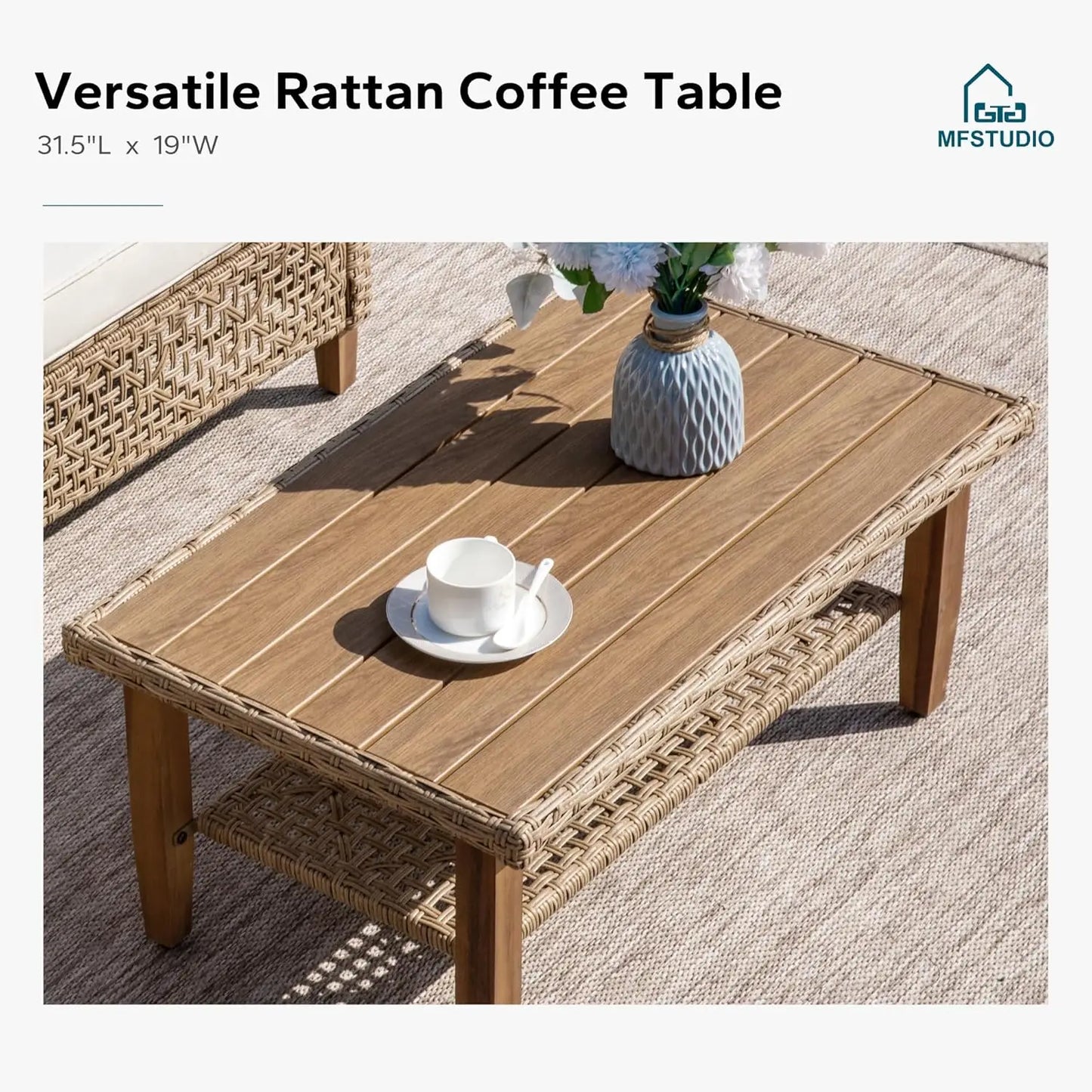 Wicker Sectional Sofa 3 Piece Patio Set