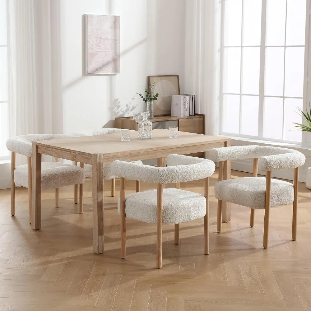 White Boucle Dining Chairs Set Of 2