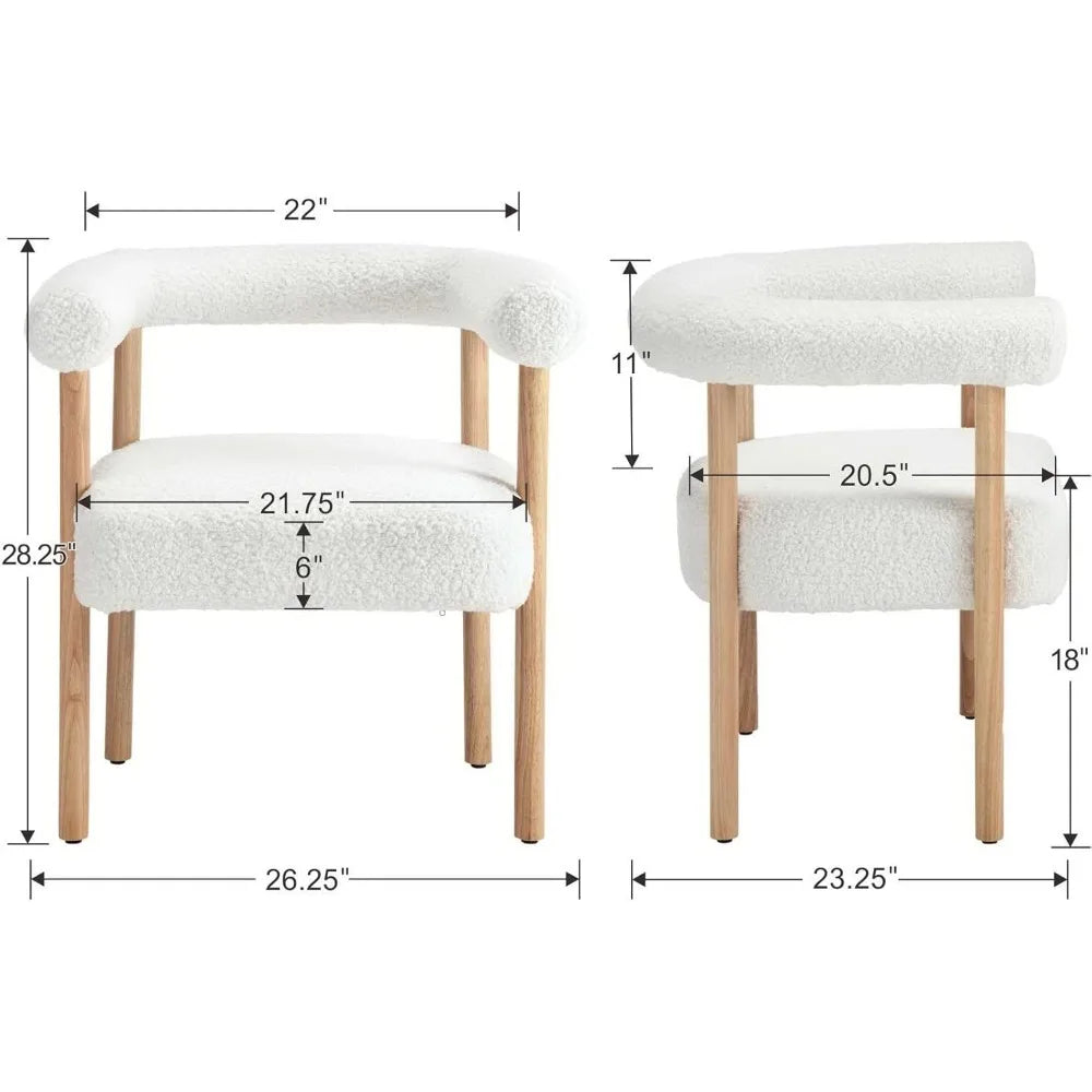 White Boucle Dining Chairs Set Of 2