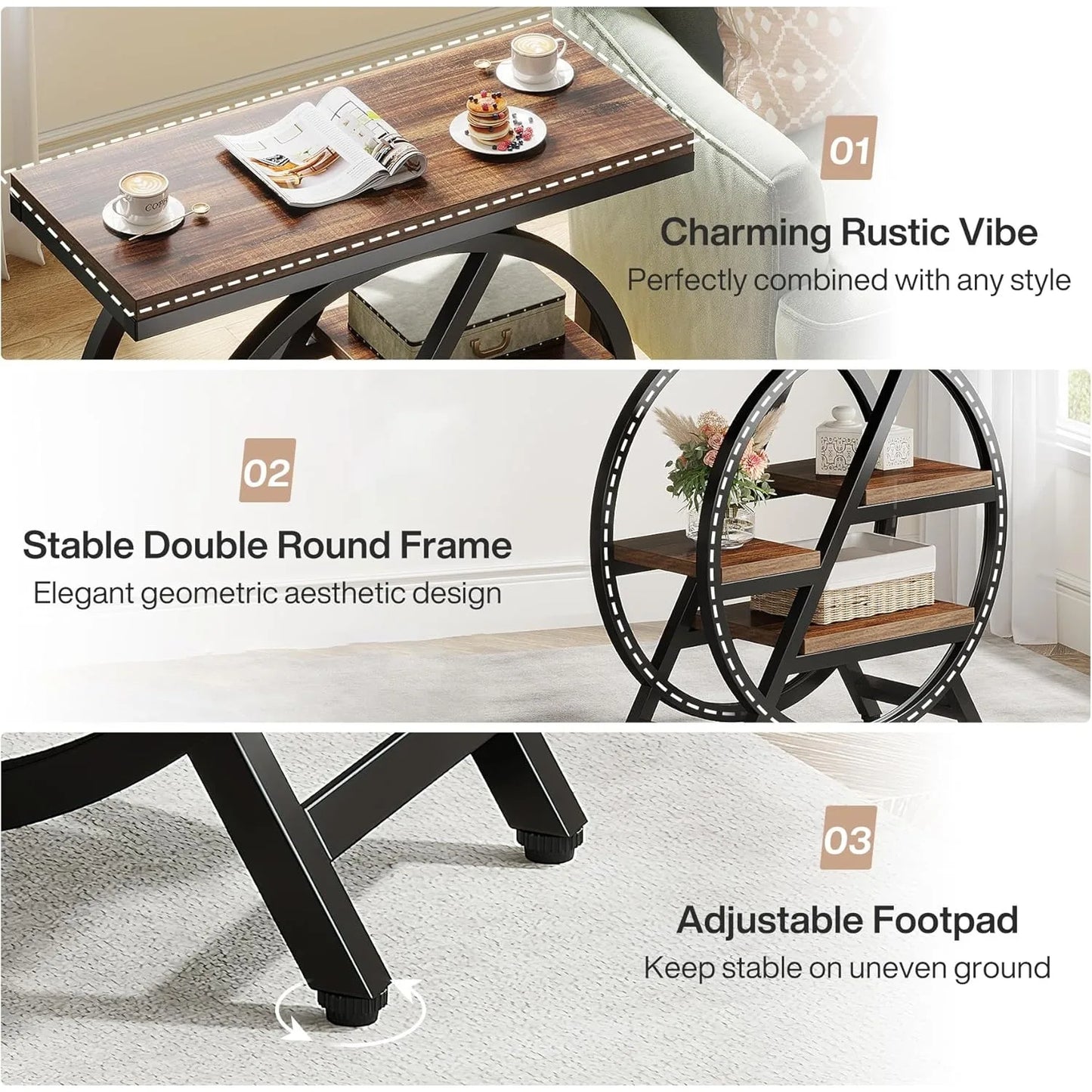 3-Tier Narrow Side Table