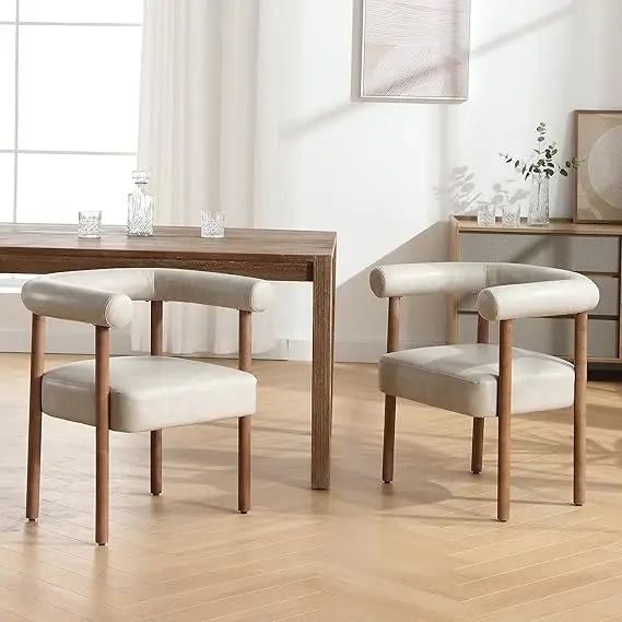 White Boucle Dining Chairs Set Of 2