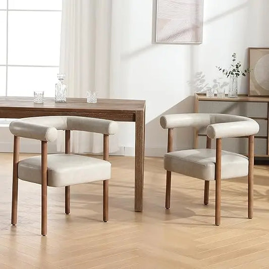 White Boucle Dining Chairs Set Of 2