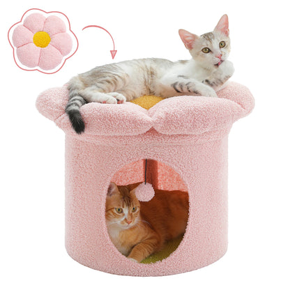 Large Cat House With Removable Flower