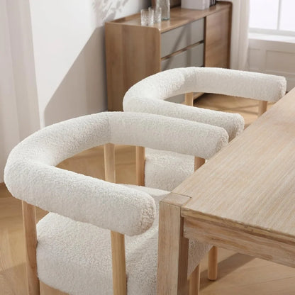 White Boucle Dining Chairs Set Of 2