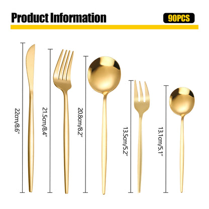 90Pcs Stainless Steel Silverware Set