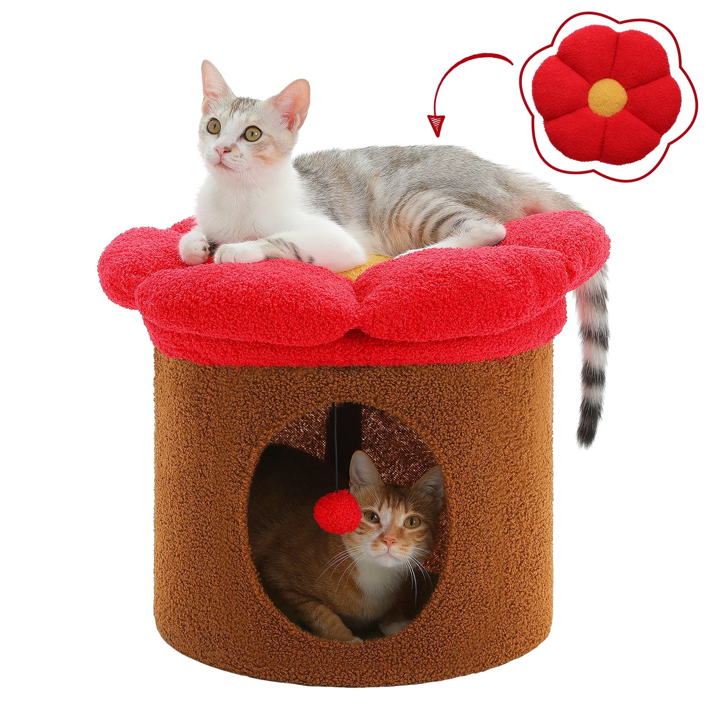 Large Cat House With Removable Flower