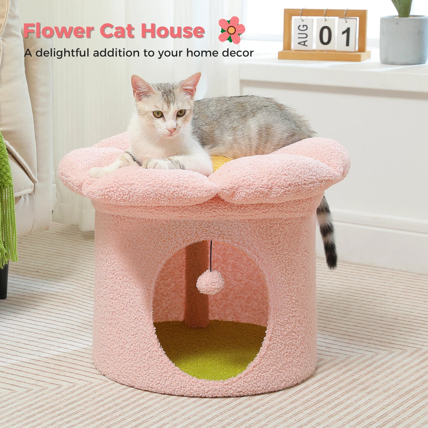 Large Cat House With Removable Flower