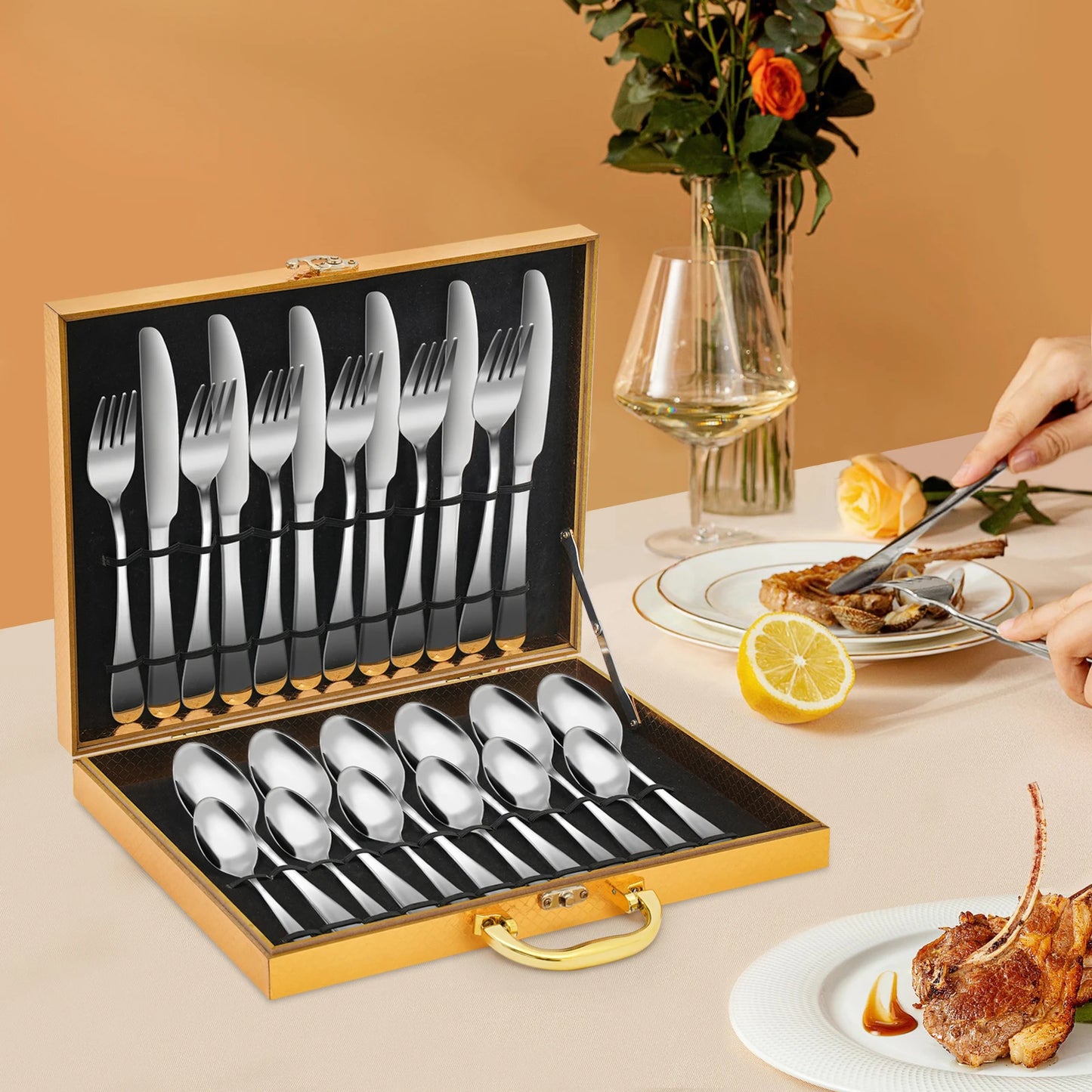 90Pcs Stainless Steel Silverware Set