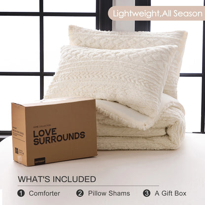 Plush Fleece Sherpa Cotton Down Comforter Set