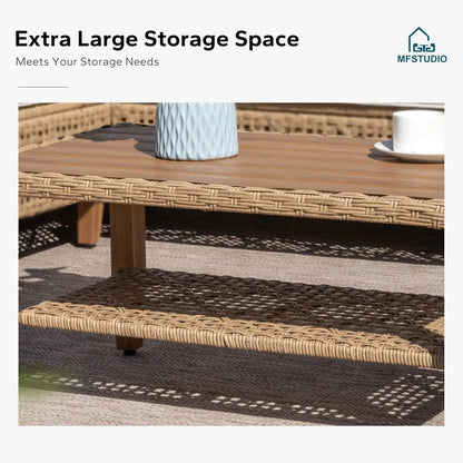 Wicker Sectional Sofa 3 Piece Patio Set