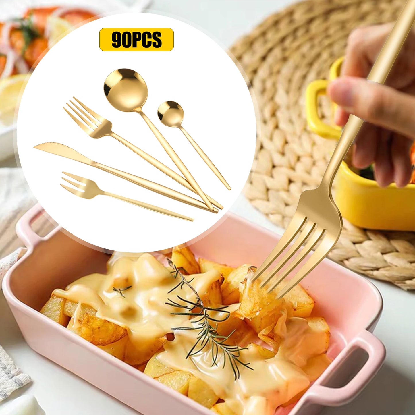90Pcs Stainless Steel Silverware Set