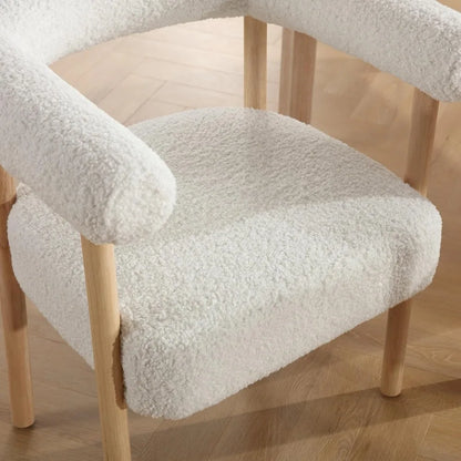 White Boucle Dining Chairs Set Of 2