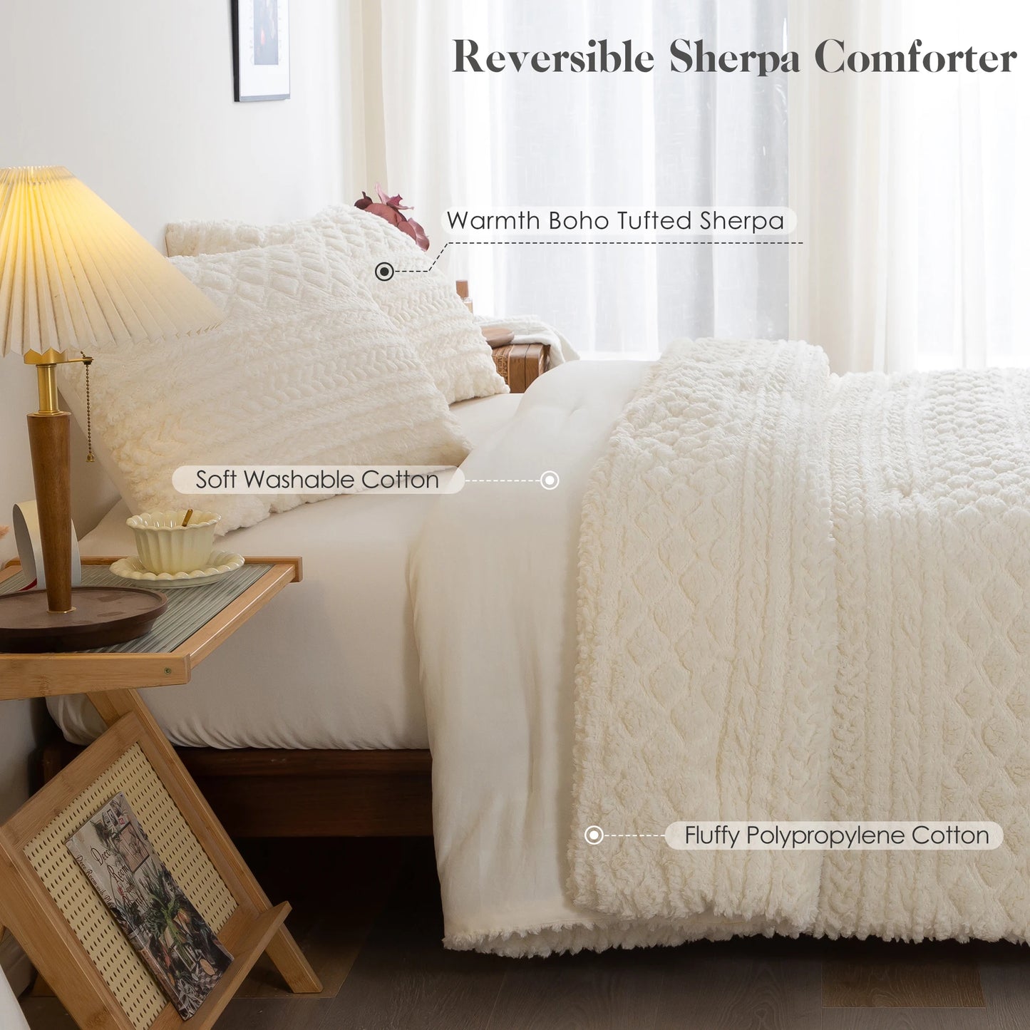 Plush Fleece Sherpa Cotton Down Comforter Set